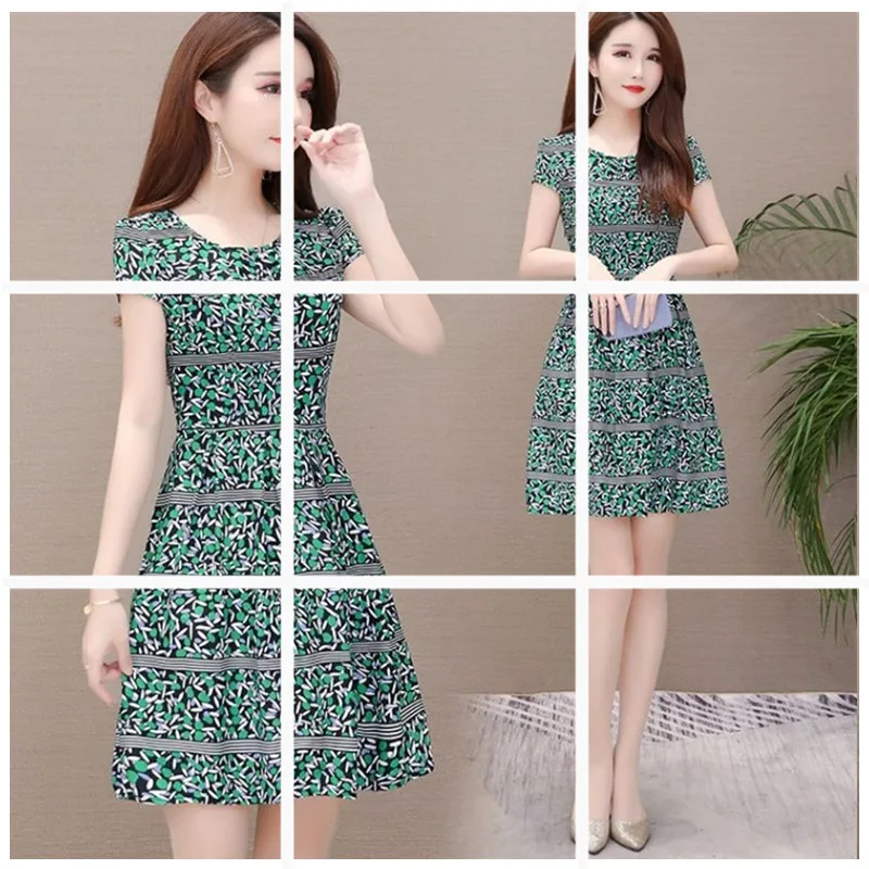 

Summer Skirt Western Style by Age Korean-style Short-height Fashion High-waisted Cover Belly Floral Printed Dress Women's