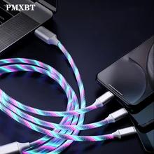 Светодиодный usb-кабель 3 в 1 для зарядки, usb-кабель type C Micro usb C 8 Pin 2.4A, быстрая зарядка для iPhone samsung, кабель для android-устройств, шнур для зарядки
