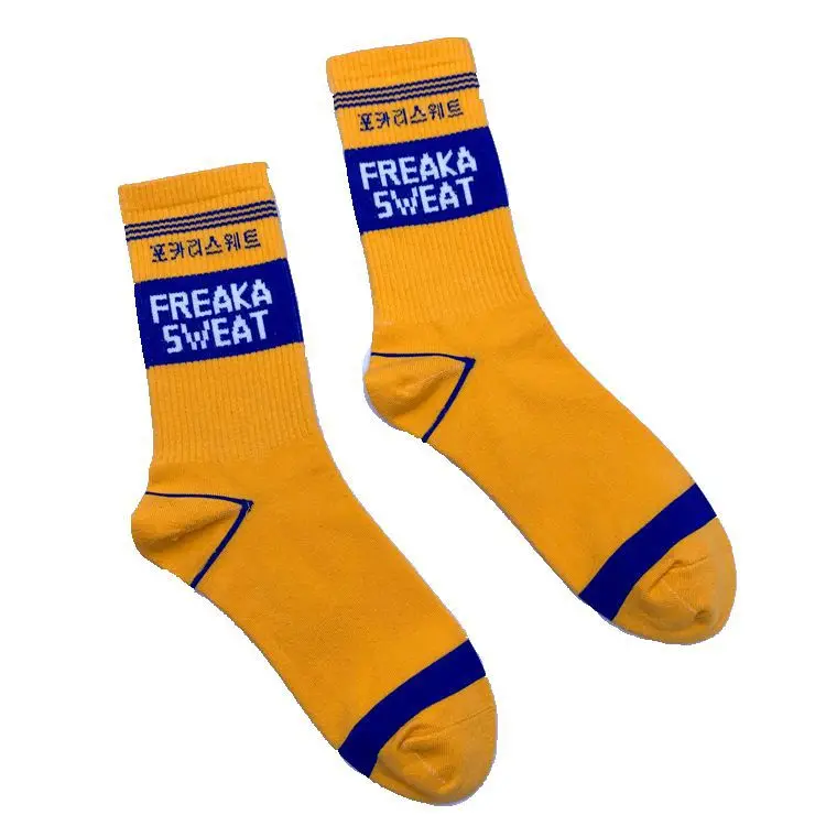 Adult Size Mid Calf Crew Socks Freak Freaka Sweat ABCDEFG Dragon Korean Japanese Singer Star Sketch Slogan Lines Simple Daily GD