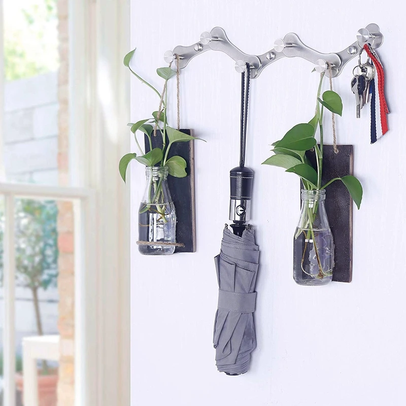 Wall-Mounted Wall-Mounted Hangers 360 Rotary Expandable Wall-Mounted Hangers with 6 Coat Hooks, Coats, Terry Bathrobes, Coat Rac