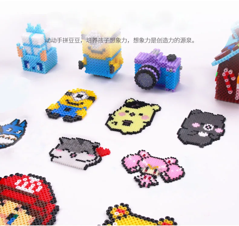 2 6 мм Hama Beads ~ PUPUKOU набор плавких бусин 48 цветов 23000 шт. + 3 шаблона 5 железная бумага