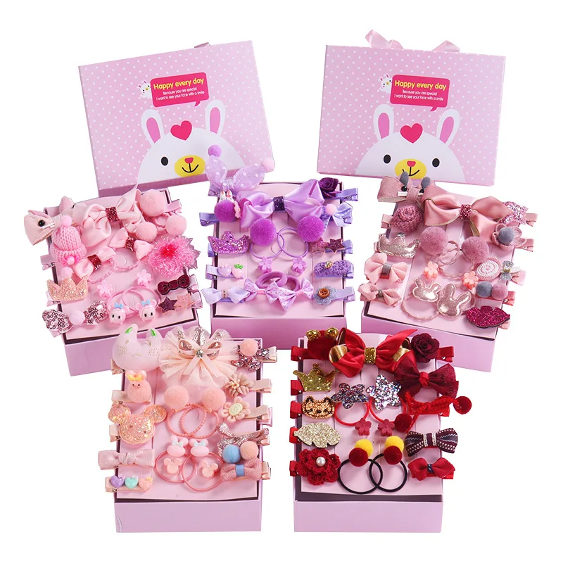 new-18-pcs-box-children-cute-hair-accessories-set-baby-fabric-bow-flower-hairpins-barrettes-hair-clips-girls-headdress-gift