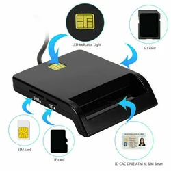 Lecteur de carte à puce USB2.0, identification TFMS CAC DNIE, ATM IC, fente pour carte de téléphone TF SD intégrée, pour déclaration de taxe, identification bancaire 
