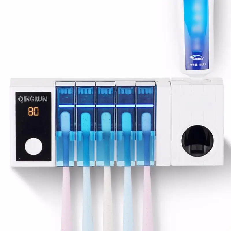 

Toothbrush Sanitizer UV Disinfection Brush Holder Automatic Toothpaste Dispenser High Quality and Brand New