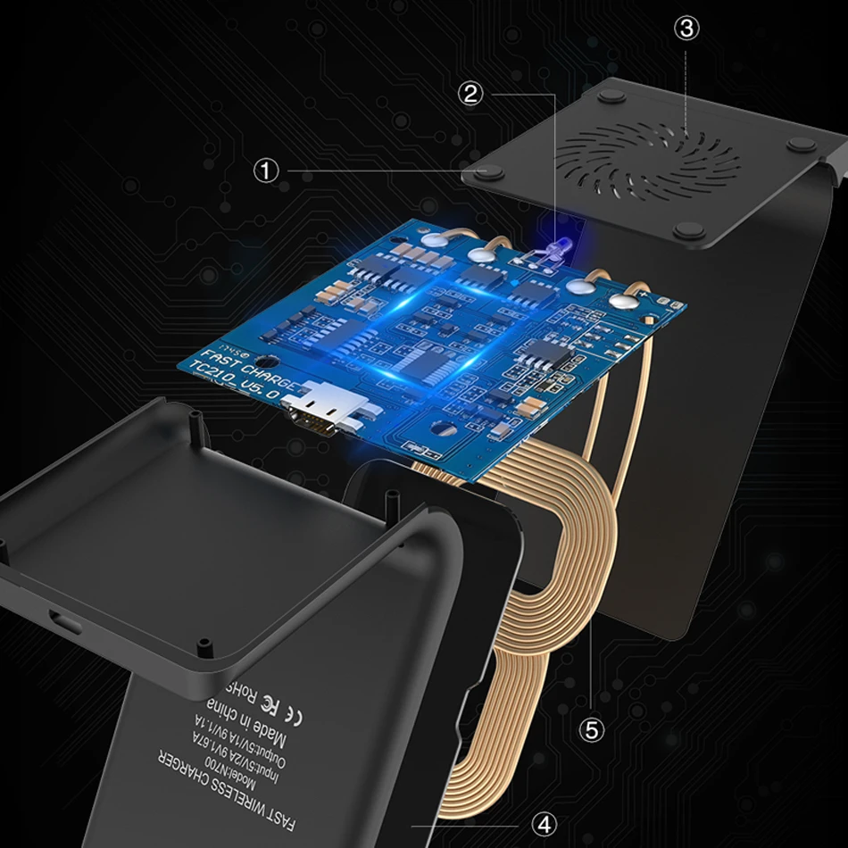 Универсальное беспроводное зарядное устройство Qi для iPhone X XS XR 7 11 8 10W быстрое зарядное устройство USB Беспроводная зарядка для Samsung Galaxy S8 S9 S10 S10E