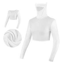 Солнцезащитный джемпер для женщин стрейч шелк льда дышащее нижнее белье Половина Длина с длинным рукавом УФ Защита летняя одежда гольф