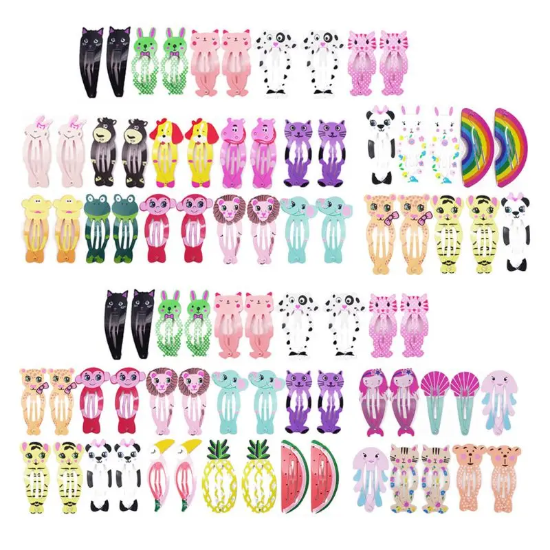 

40/60 pcs Cartoon Clips Cute Hair Clips Girl Hair Clips Metal Snap Barrettes Multiple Style Little Hairpin Hair Accessories