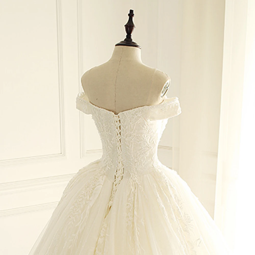 Свадебные платья принцессы Vestiti Da Sposa Милая Шея с коротким рукавом блестящие аппликации для свадебных платьев с бисером Trouwjurken