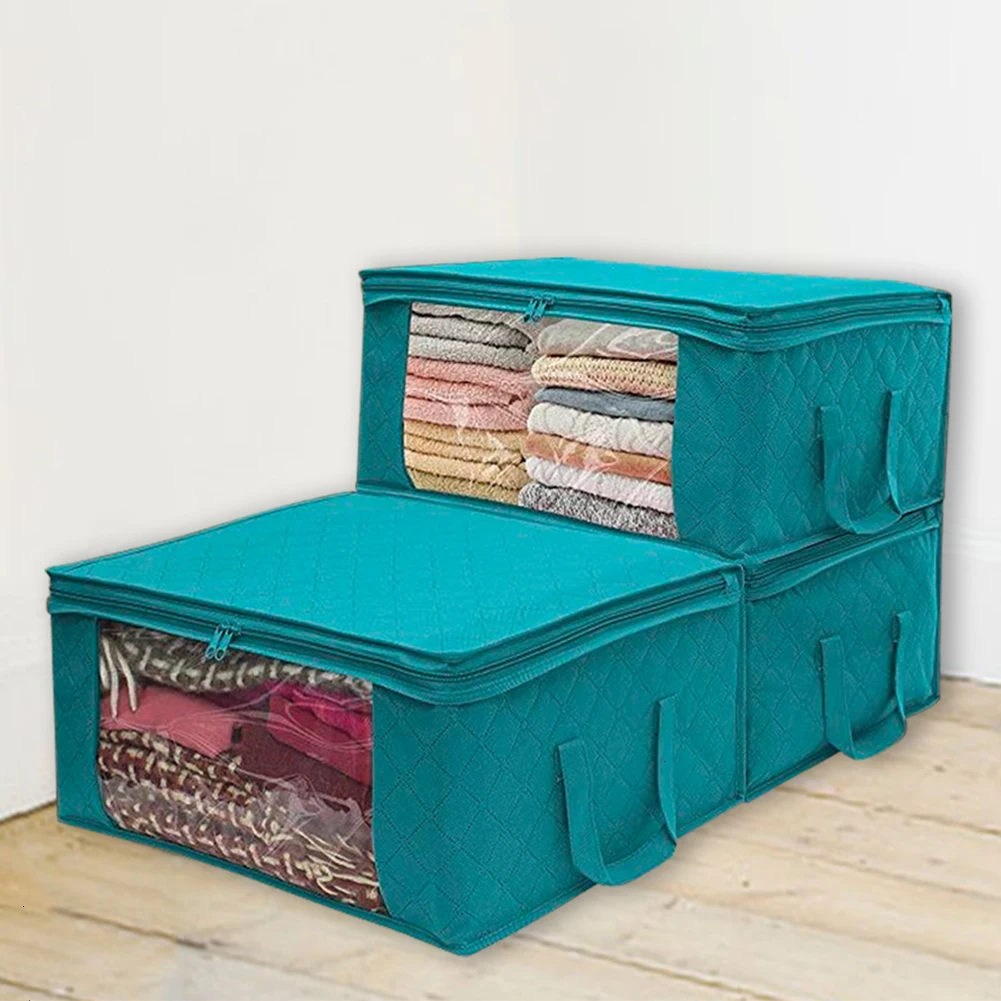 Foldable Home Storage Bag New Waterproof Non-woven Bedding Pillows Quilt Storage Bag Clothes Storage Bag Organizer Container B4