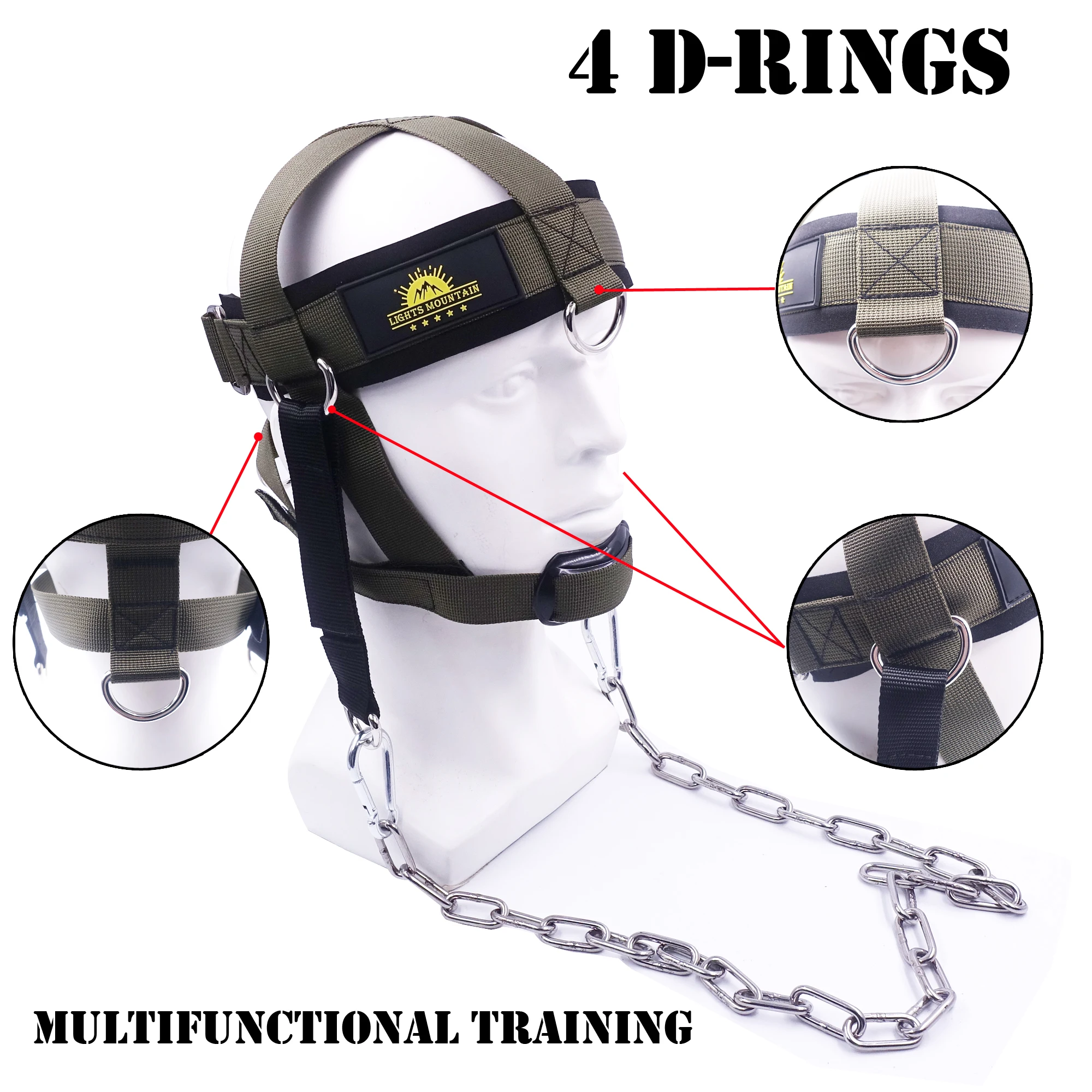 Multifunction Neck Workout Head Harness  for Home Weight Lifting Strength Powerlifting Barbell with Chin Pad Fitness Equipment 4
