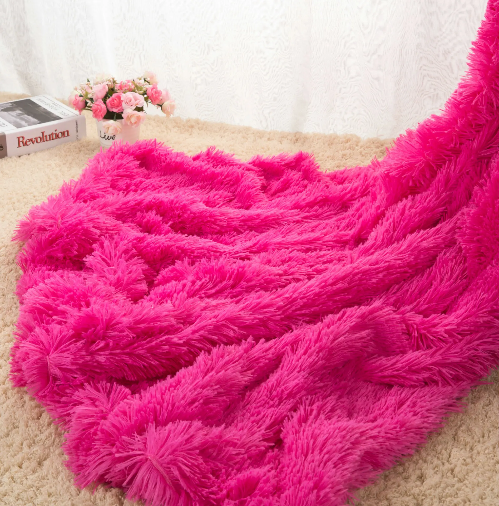 Super Soft faux fur throw blanket Fuzzy Fur Faux Elegant Cozy With Fluffy Throw Blanket Bed Long  Shaggy Soft Warm Bedding Sheet 5