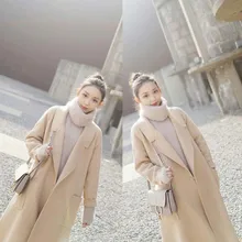 Осень и зима, стиль, Южная Корея, шерстяное пальто, женское, средней длины, двустороннее, шерстяные товары, кокон, шерсть