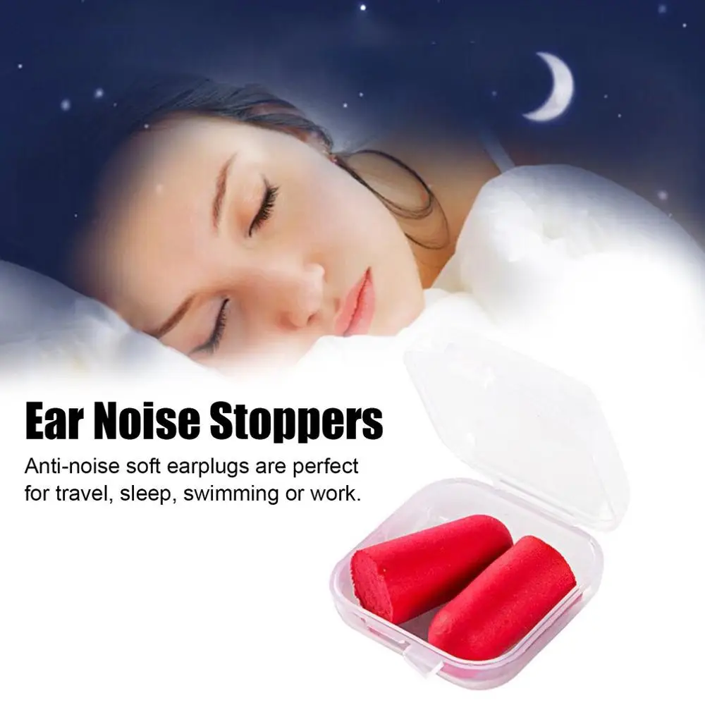 

A Pair Soft Sponge Practical Noise Reduction Earplug Sound Insulation Ear Protection Snoring Sleeping Plugs Travel ear pad Boxed
