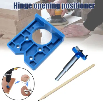 

35mm Concealed Cabinet Hinge Hole Jig Wood Hole Saw Drill Locator Guide Tool Or Hole Locator with Drill( and Pencil) S7