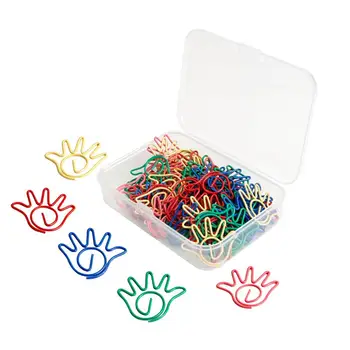 

60PCS Palm Shape Paper Clips Colorful Creative Bookmark Clips Marking Clips for Office School Wedding Decoration