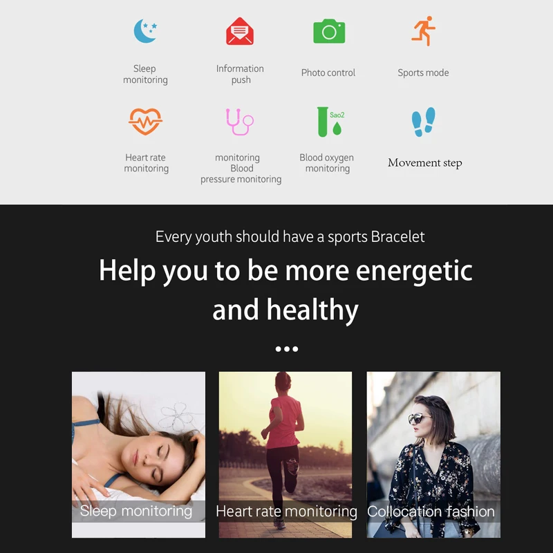 ESEED P70 smart bracelet 1.3 inch IP68 waterproof 15 days standby metal women smart watch Fitness Tracker smart band bracelet