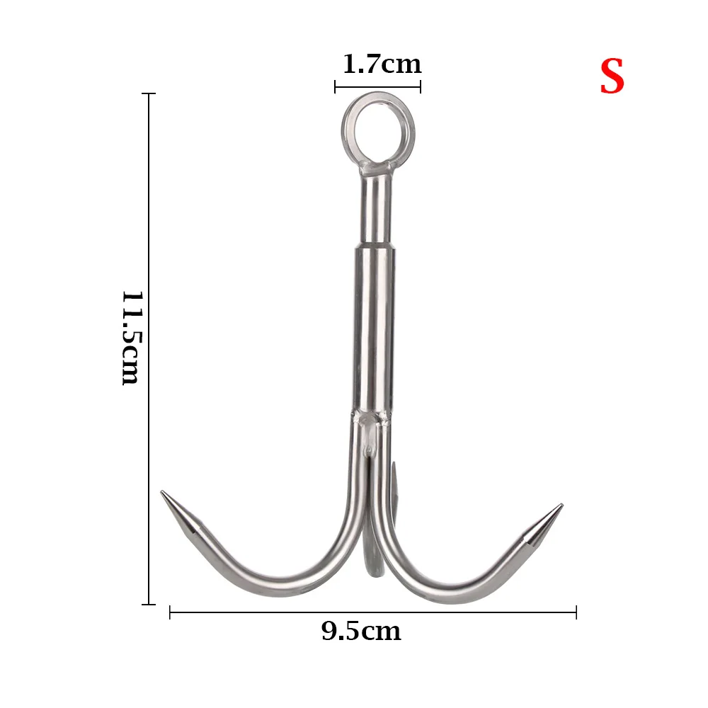 Подъем из нержавеющей стали Веревка коготь ледяная скала крючки карабин Авто закрепить клип Альпинизм Летающий крюк Открытый походный инструмент - Цвет: S