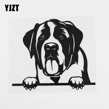 

YJZT 17.2CMX15CM Fashion Saint Bernard Dog Peeking Vinyl Car Sticker Black/Silver 8A-0060