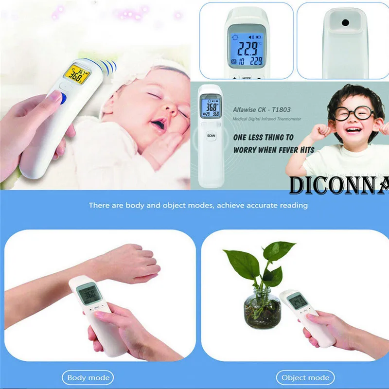 

Digital Infrared Scan Forehead Body Thermometer Gun For Baby Kids Adults Non-contact Forehead Wrist Measuring Temperature