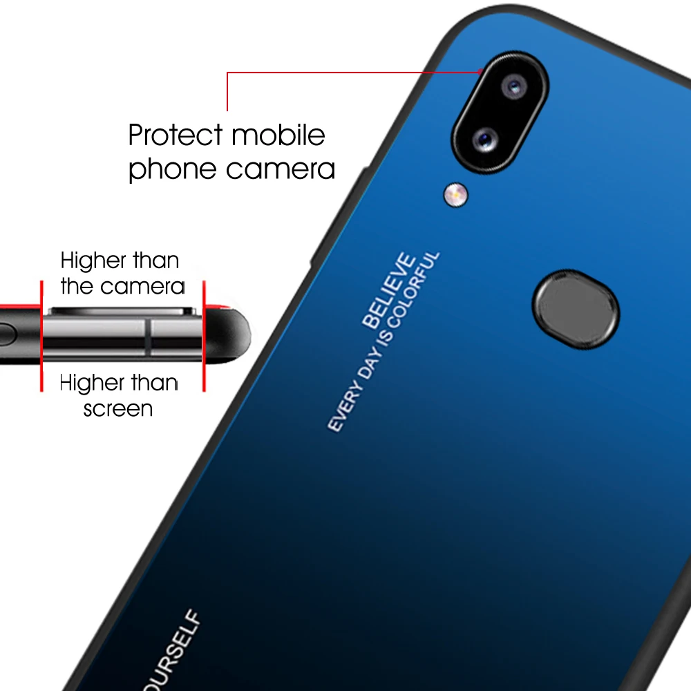 Для samsung Galaxy A40 чехол Роскошный Жесткий закаленное стекло градиент защитный чехол-подставка для планшета для samsung A30 A20 A10 S A 40 30 20 10 Shell