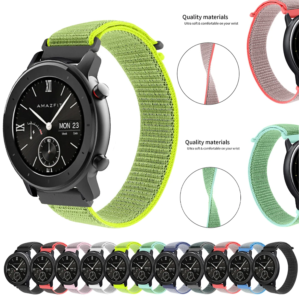 Тканый нейлоновый ремешок-петля для Xiaomi Huami Amazfit GTR 42 мм Amazfit Bip Pace Lite Смарт-часы браслет 20 мм ремешок для часов