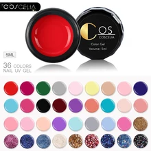 Coscelia 5ml pintura uv gel prego garrafa preta 36 cores unhas arte gel manicure diy design desenho pintura curado por lâmpada led(China)