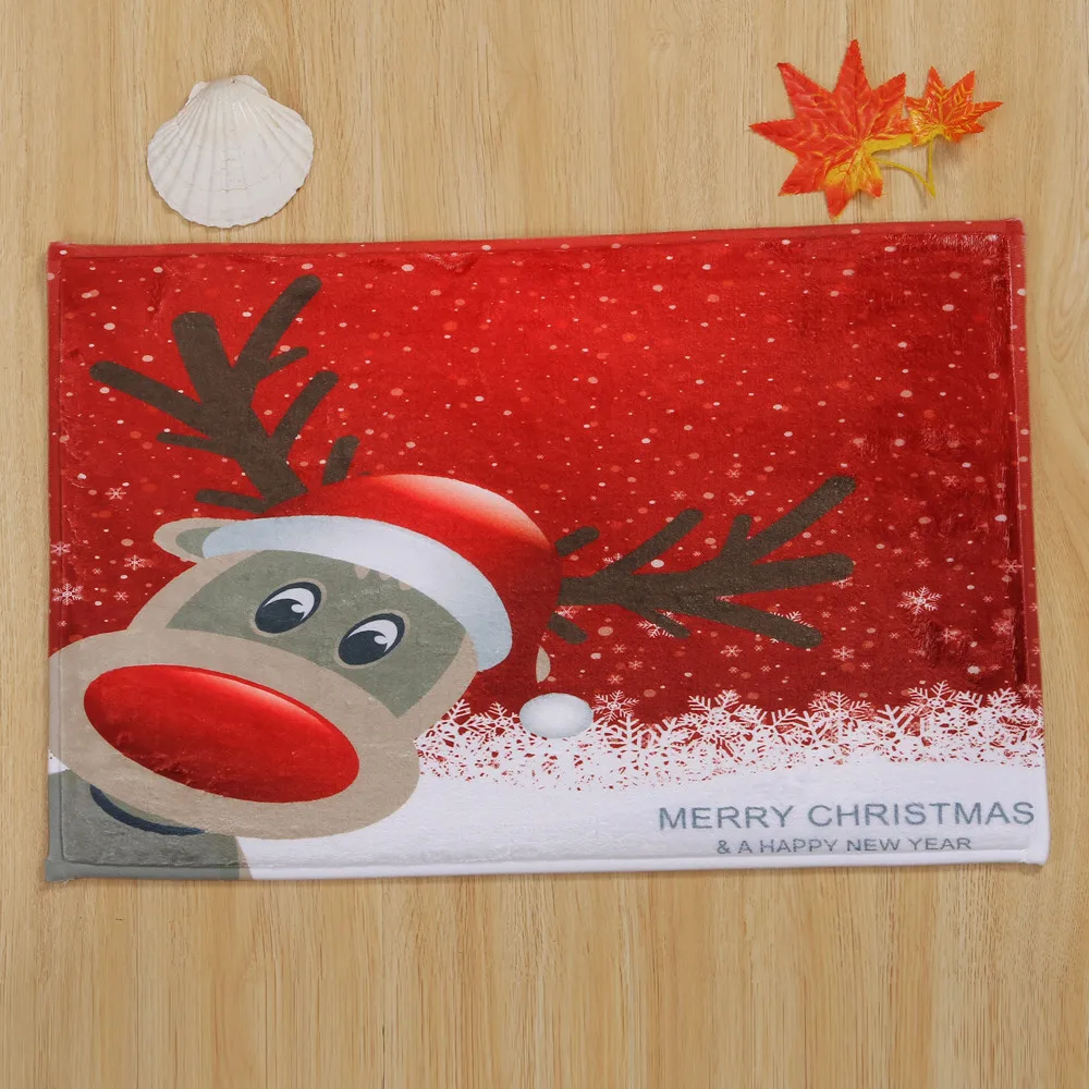 

40x60CM Coral velvet Doormats Merry Christmas Welcome Doormats Indoor Home Carpets Decor Christmas home Decoration
