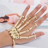 Bracelet squelette pour femmes, style gothique punk, crâne, élastique, réglable, accessoires pour fête d'Halloween 3