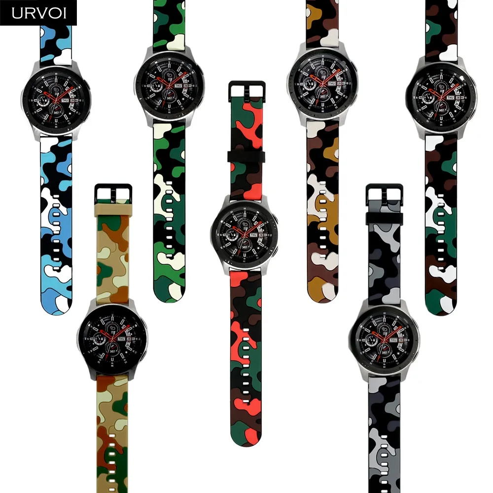 URVOI силиконовый ремешок для Galaxy Watch Active 2 камуфляжный HUAWEI watch GT быстросъемный