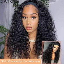 Aliexpress - 160% Density Curly Headband Wig Human Hair Glueless Brazilian Deep Wave Wigs for Women Human Hair 10-28 inch Deep Curly hair