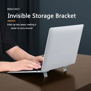 

1PC Mini Portable Invisible Laptop Holder Ergonomic Design Durable Comfortable To Use Foldable Cooling Stand For Desk Notebook