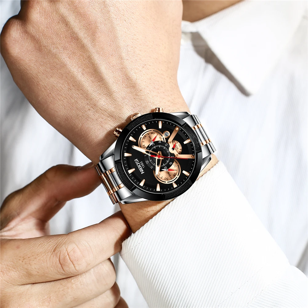 Часы наручные NIBOSI мужские с большим циферблатом оригинальные брендовые