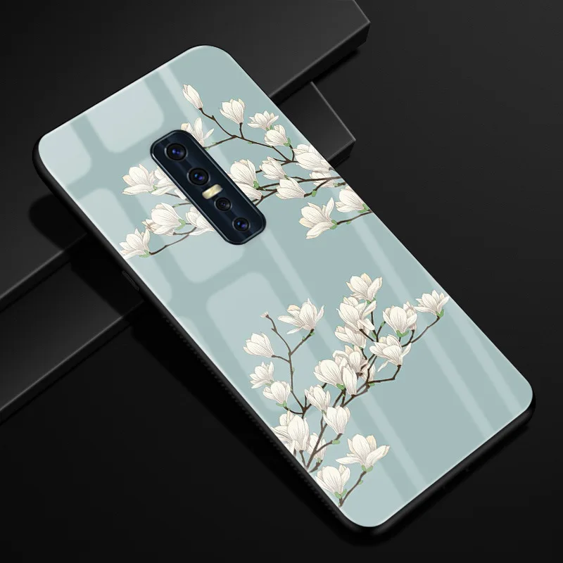 25 ДЛЯ Vivo V17 Pro Чехол PC Пластиковый стеклянный чехол для телефона черный ТПУ бампер чехол для Vivo V17 Pro 1909 V17Pro ЧЕХОЛ ДЛЯ Vivo V 17 Pro - Цвет: 25