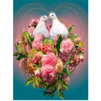 

full square/round 5D DIY diamond painting Dove pink rose love diamond Embroidery Pattern Cross stitch kit mosaic home decor gift