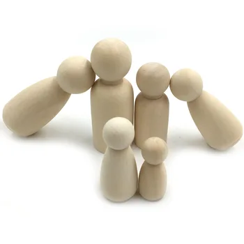 

Wooden Peg Dolls Natural Unfinished Diy Wood Crafts Children's Toys Handicraft Course Instruments