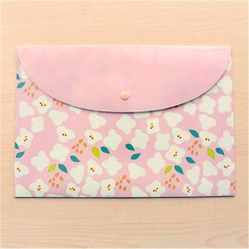 Pink Flower Новинка, цветочный ПВХ А4 Папка для документов, сумка для наполнения документов, сумка для канцелярских принадлежностей, чехол для школы и офиса, 8 цветов - Цвет: Pink Flower