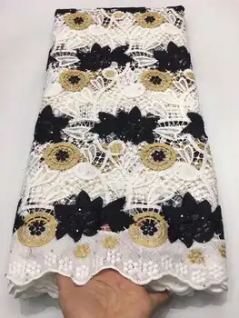

White black gold Milk Silk Lace Water Soluble Fabric Nigeria Cord Lace Fabric 2019 High Quality Lace African Guipure Lace Fabric