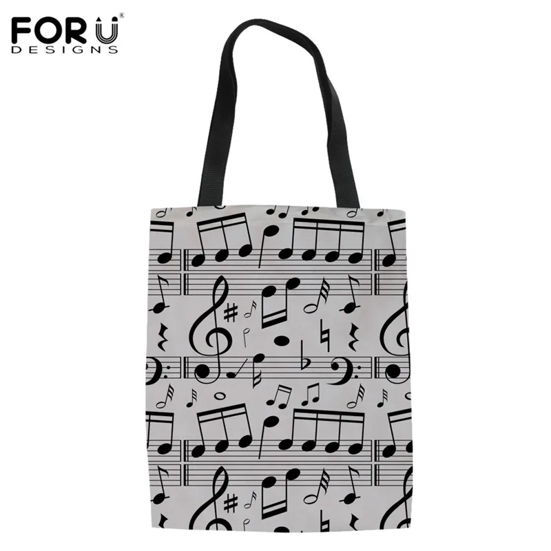 FORUDESIGNS женские индивидуальные 3D музыкальные ноты печать продуктовые многоразовые хозяйственные сумки путешествия пляж повседневная Полезная сумка
