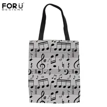 FORUDESIGNS женские индивидуальные 3D музыкальные ноты печать продуктовые многоразовые хозяйственные сумки путешествия пляж повседневная Полезная сумка