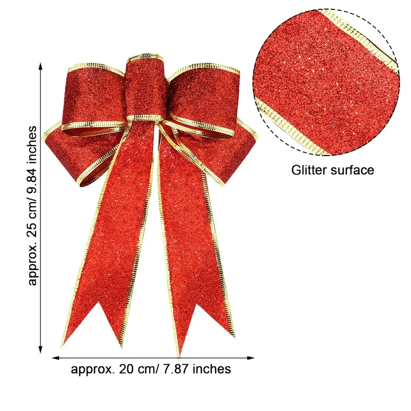 10 шт. Блестящий бант для рождественской ёлки, ленточные банты, длинные 10 дюймов и шириной 8 дюймов, подвесные украшения на рождественскую елку для праздника Chr