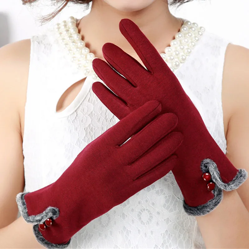 Женские теплые перчатки с сенсорным экраном, зимние спортивные женские перчатки на весь палец, водонепроницаемые женские плюшевые перчатки для вождения