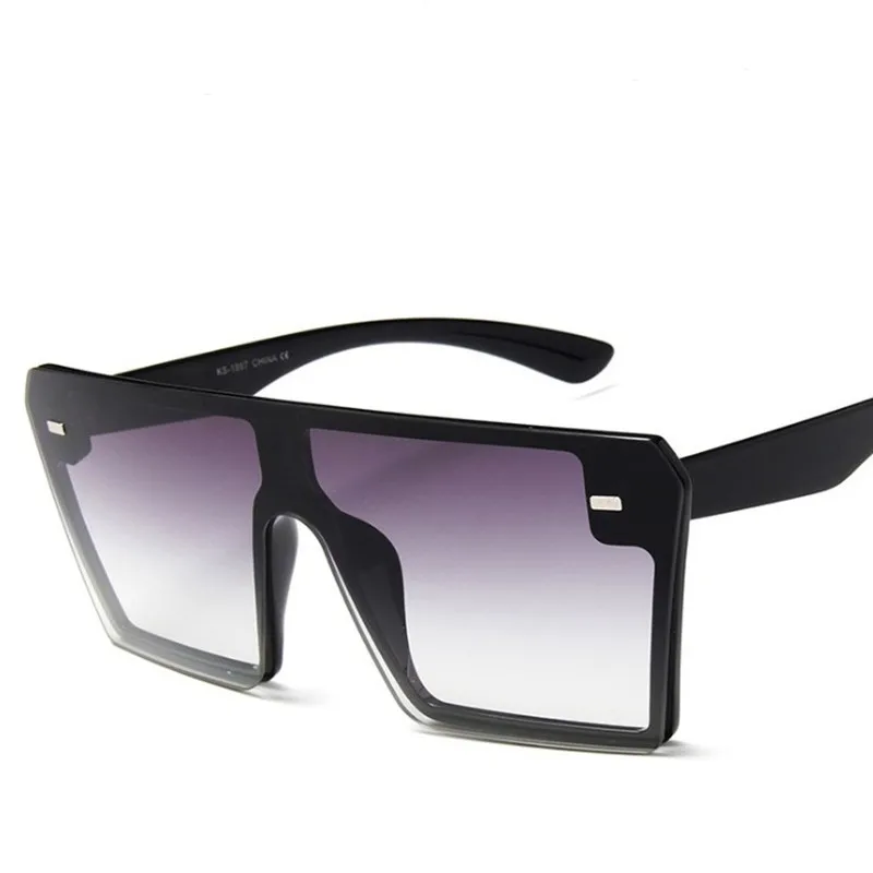 MxCK брендовые негабаритные Квадратные Солнцезащитные очки для женщин, роскошные брендовые модные плоские солнцезащитные очки с прозрачными линзами - Цвет линз: C7