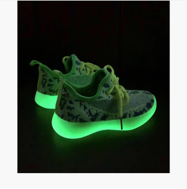 Fly Knit светящаяся детская обувь; Новинка; сетчатая дышащая обувь для мальчиков и девочек; повседневная обувь для бега; кроссовки для девочек