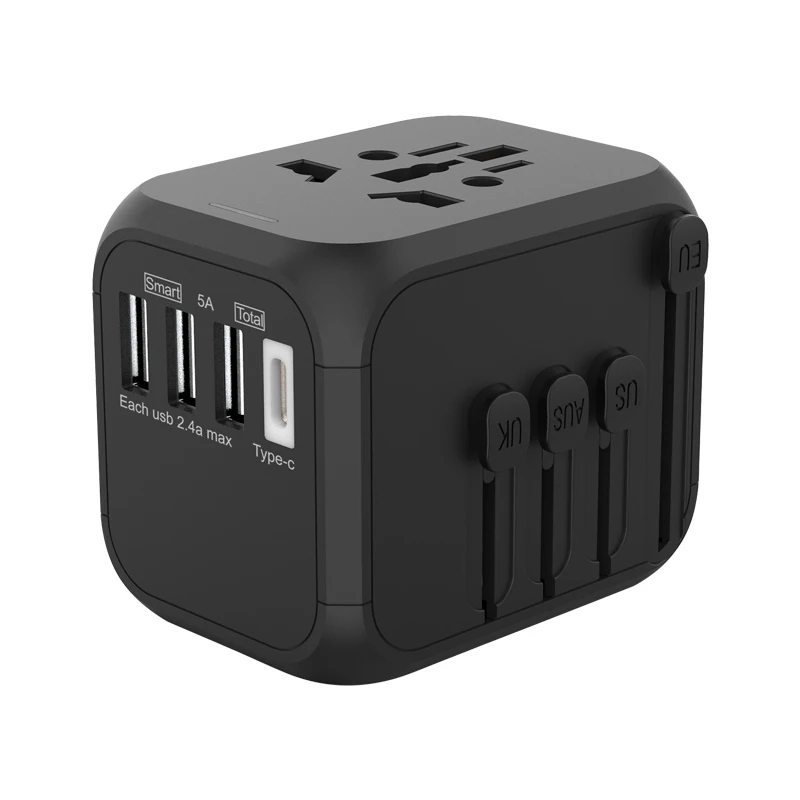 Plug Travel Adapter 309T International Universal Power Adapter All-in-one 5V 2.4A USB Type-c US UK EU AU Asia PLUG