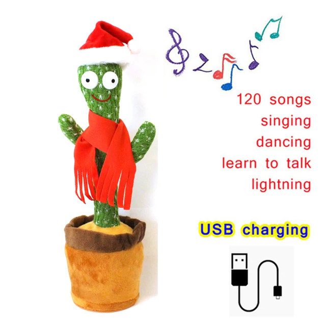 Dancing Cactus 120 Song Speaker Talking USB Charging Voice Repeat plush Cactu Dancer toy talk Plushie Stuffed toys for Baby Girl 3