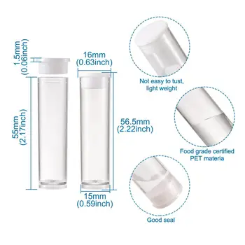 

100pcs Clear Bottle Plastic Bead Containers for Beads Packing Case Storage Jewelry Box Compartment Size:55x15mm