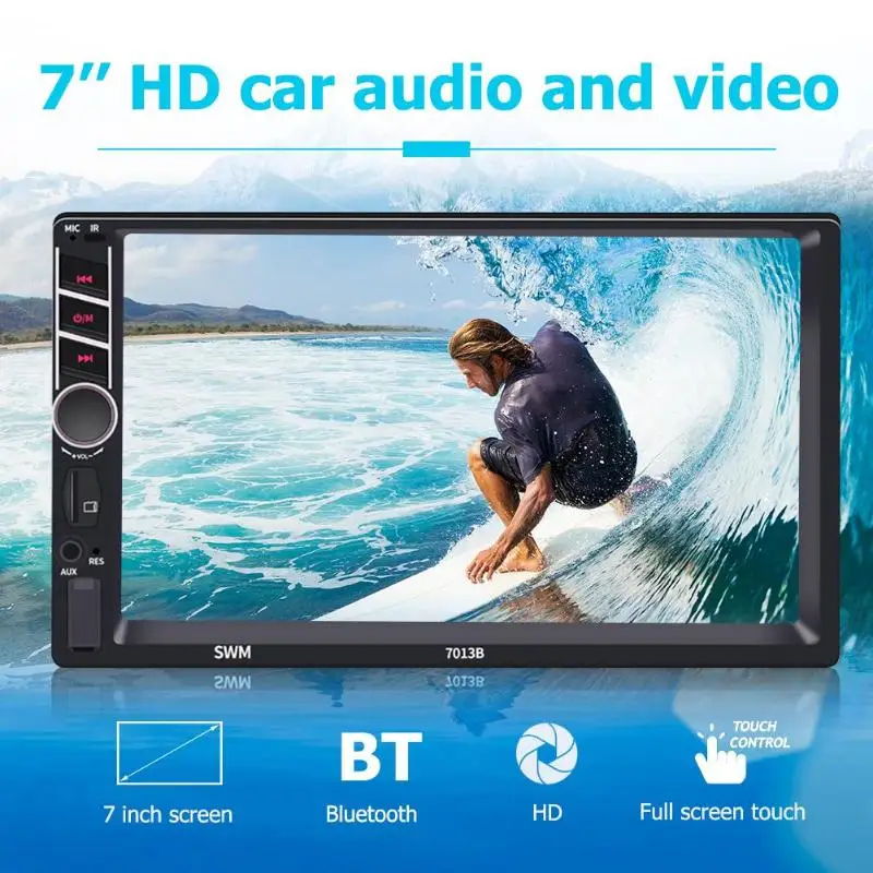 12 В 7013B 7 дюймов в тире головное устройство Bluetooth AUX RCA USB Радио заднего вида автомобиля стерео функция заднего вида камера опционально