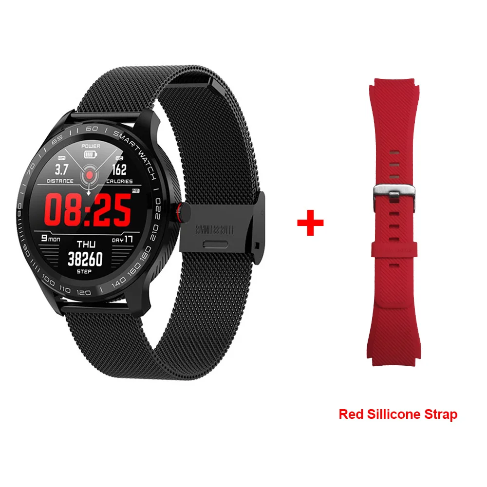 LEMFO L9 ЭКГ Смарт-часы Для мужчин Полный Круглый Мульти-сенсорный Smartwatch IP68 спортивные часы для Для мужчин Bluetooth напоминание/Музыка - Цвет: black metal red