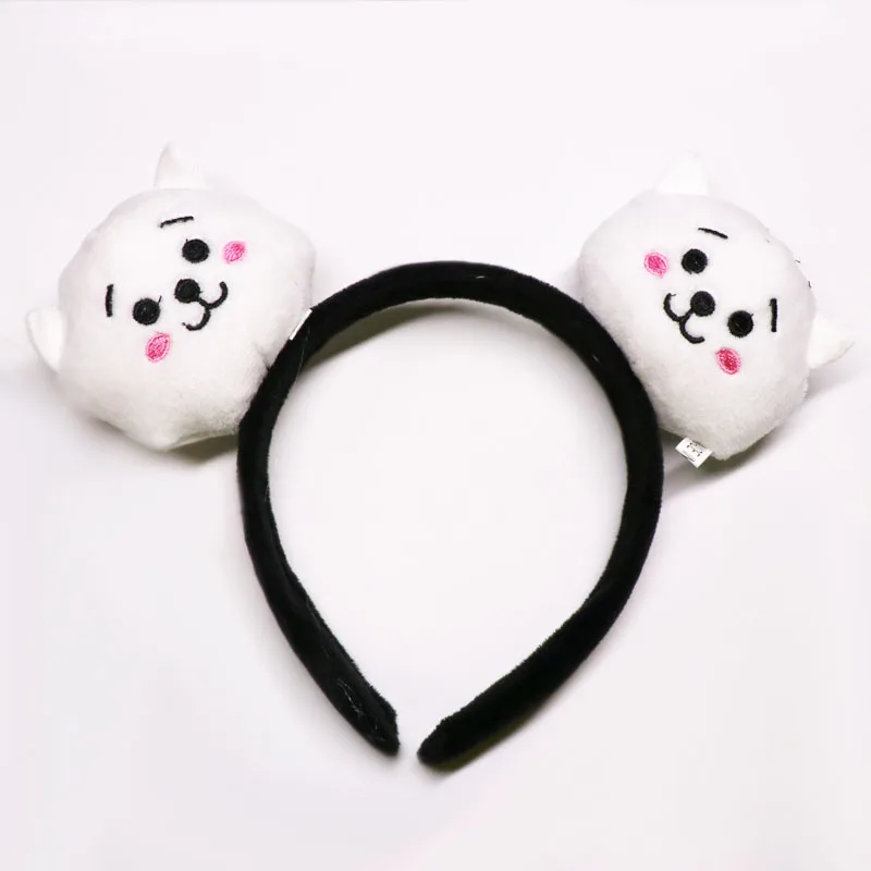 Kpop милый Kawaii группа Kpop Bangtan девушки корейский стиль головная повязка плюшевые обруч для волос аксессуары Kpop повязки на голову - Цвет: white