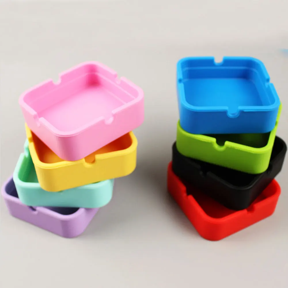 Silicone world Silicone Ashtray Rubber Portable High Temperature Resistant square Design Ashtray Eco-Friendly Soft
